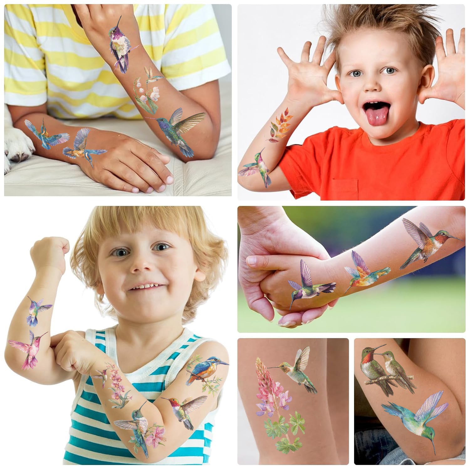 Wholesale 10pcs/pack Cartoon Watercolor Bird Tattoo Waterproof Party Party Gift Funny Fun Face Stickers Cross-border